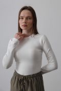 Uzun Kol Crop Top - Ekru resmi